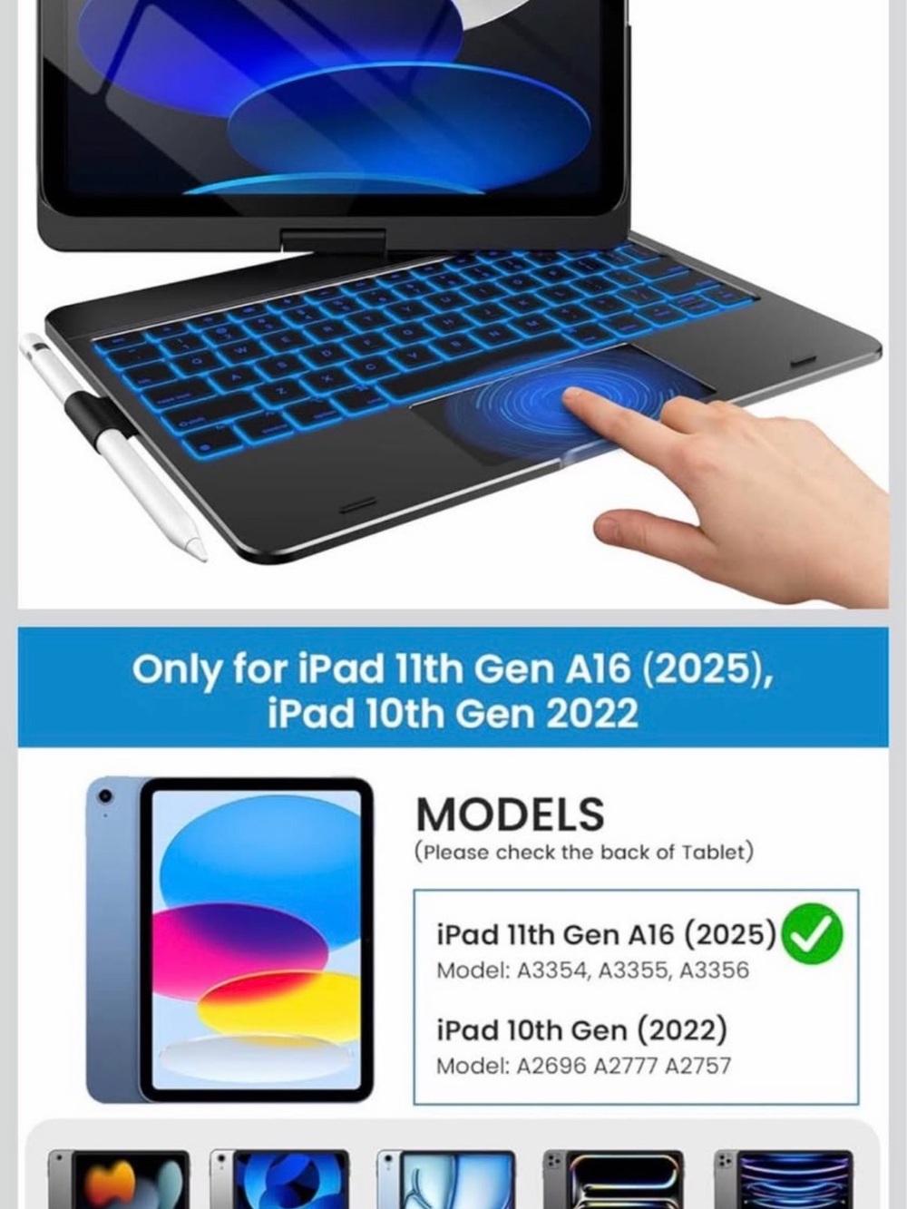 iPad 11th/10th Gen Keyboard Case with Backlit Keys -